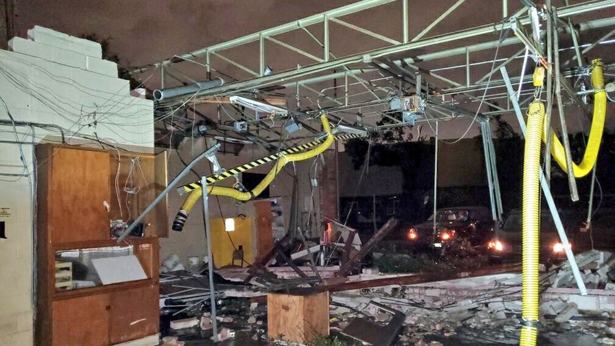 Damage to Dallas Fire Rescue’s Station 41 can be seen after the tornado.