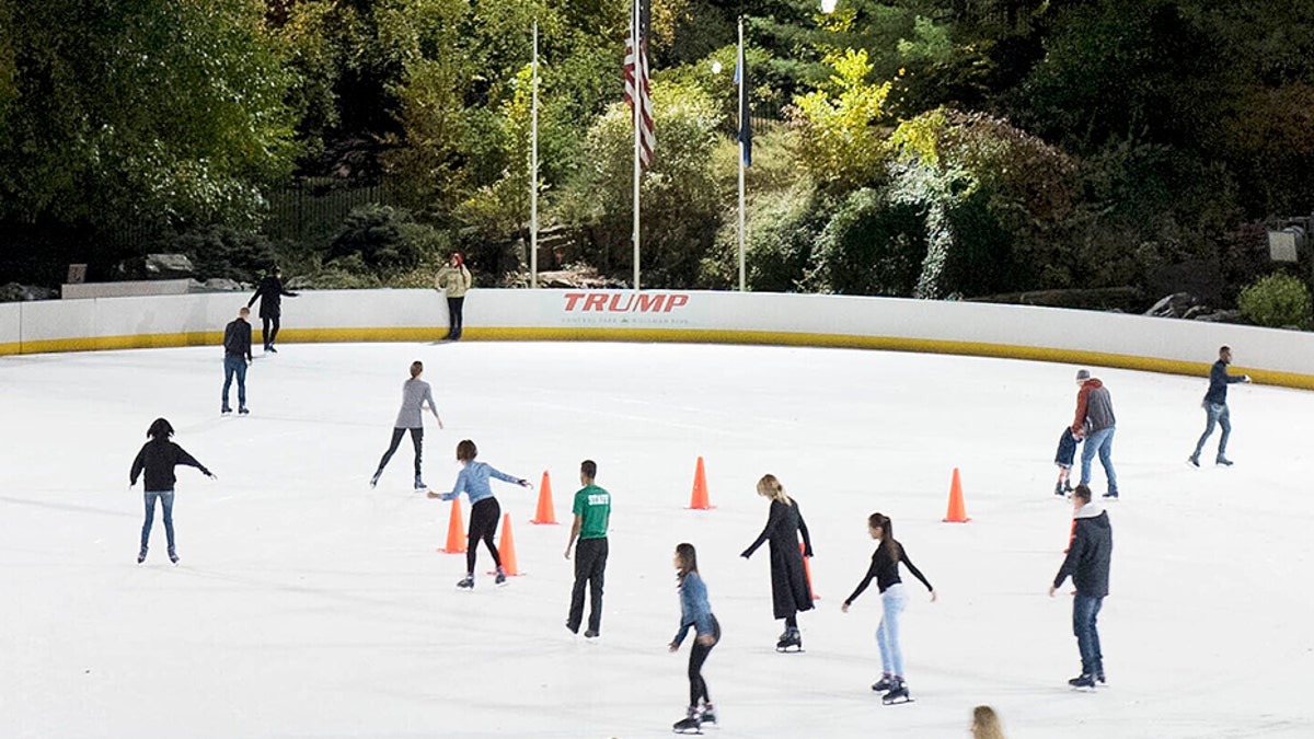 Trump's name as it used to appear on the boards at Wollman Rink in New York's Central Park.