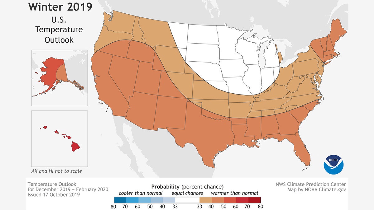 A large swath of the U.S. may experience a warmer-than-average winter, according to forecasters.