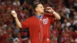 Medal of Honor recipient David Bellavia throws a ceremonial first pitch before Game 3 of a baseball National League Division Series between the Los Angeles Dodgers and the Washington Nationals, Sunday, Oct. 6, 2019, in Washington. (AP Photo/Susan Walsh)