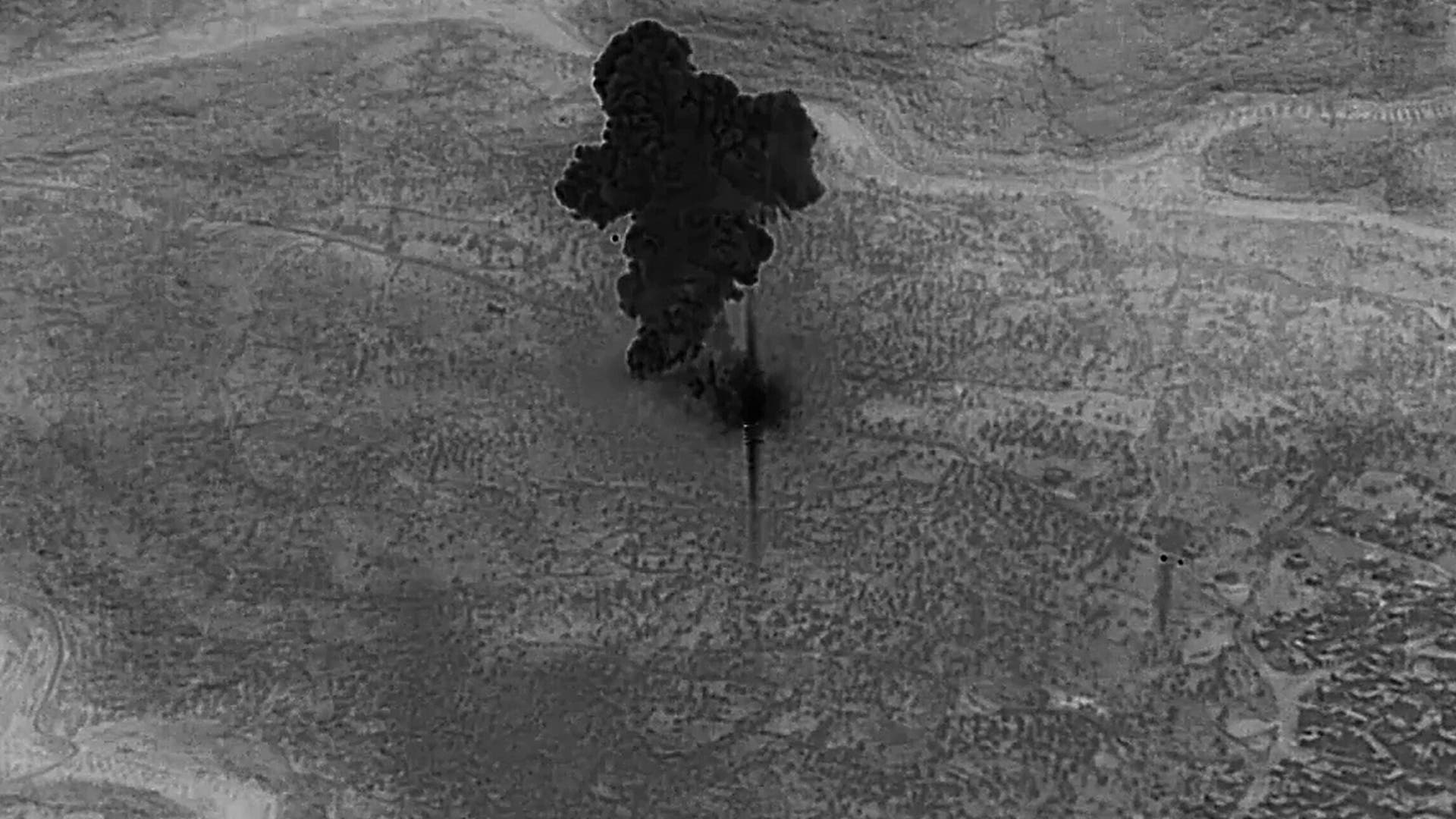 This image released by the Department of Defense taken from a remotely piloted aircraft shows the compound of Islamic State leader Abu Bakr al-Baghdadi as it is destroyed in Syria, Oct. 26, 2019. 