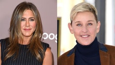 Jennifer Aniston and Ellen DeGeneres share a kiss on TV
