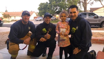 California firefighters visit girl on her birthday while her dad is away battling Getty Fire