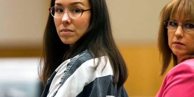 FILE - In this April 13, 2015, file photo, Jodi Arias, left, looks on next to her attorney, Jennifer Willmott, during her sentencing in Maricopa County Superior Court in Phoenix.