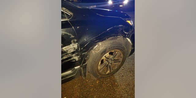 Photos show Aniah Blanchard's vehicle was found to have sustained damage.
