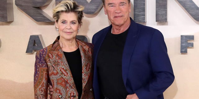 Linda Hamilton and Arnold Schwarzenegger attend the