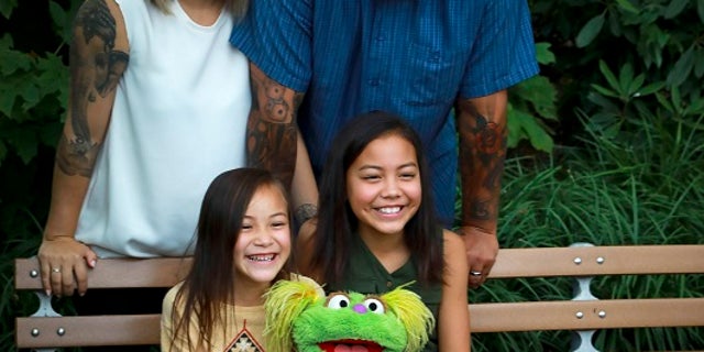 Jaana and Sam Woodbury from Irvine Cali. and their daughters Salia 10, and Kya 6 with