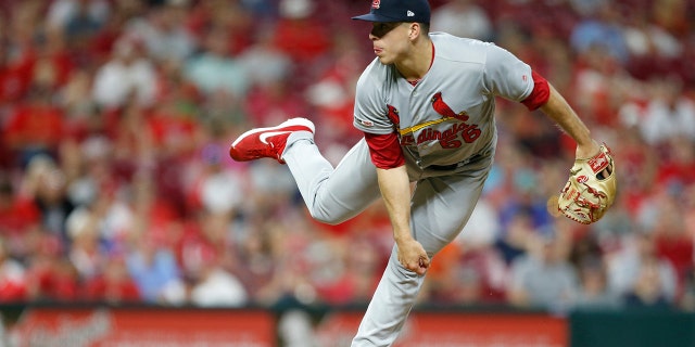 St. Louis Cardinals relief pitcher Ryan Helsley throws against the Cincinnati Reds, Aug. 15, 2019. (Associated Press)