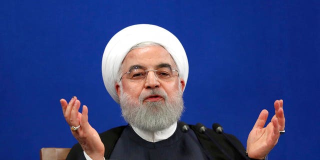 Iran's President Hassan Rouhani gives a press conference in Tehran, Iran, Monday, Oct. 14, 2019. 