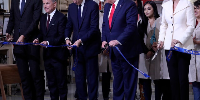 Louis Vuitton factory with cows in Texas POTUS ribbon