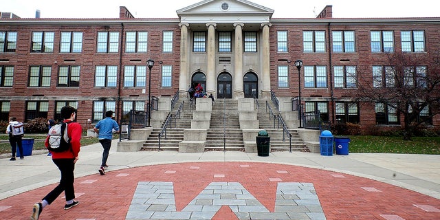This Nov. 12, 2018, file photo shows West High School in Madison, Wis., where Marlon Anderson was working as a security guard. (John Hart/Wisconsin State Journal via AP, File)