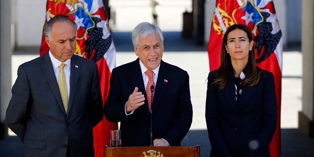 Pinera said that the ongoing protests have led him to call off the two major international summits that his country had been scheduled to host. (Ramon Monroy/ATON via AP)