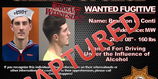 The wanted notice for Brandon W. Conti. (Kankakee County Sheriff's Police via AP)