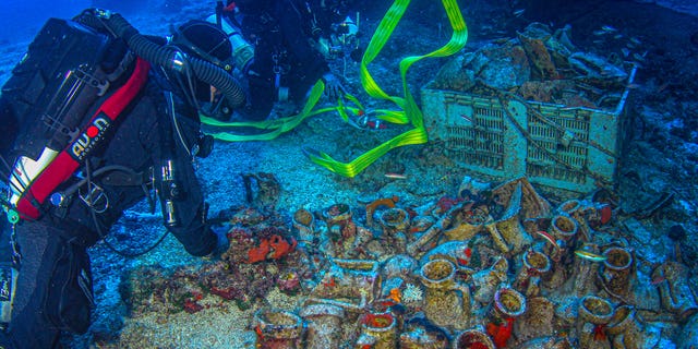 Pottery from the Antikythera shipwreck's cargo.