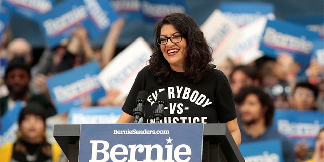 US Representative Rashida Tlaib attends a campaign rally for Democratic 2020 U.S. presidential candidate Senator Bernie Sanders in Detroit, Michigan. (REUTERS/Rebecca Cook) 