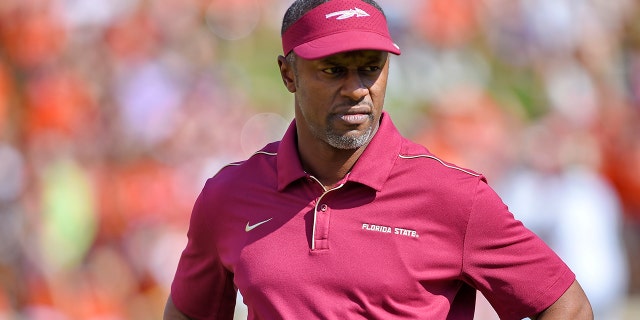 Florida State head coach Willie Taggart watches his team before the start of an NCAA college football game against Clemson Saturday, Oct. 12, 2019, in Clemson, S.C. (AP Photo/Richard Shiro)