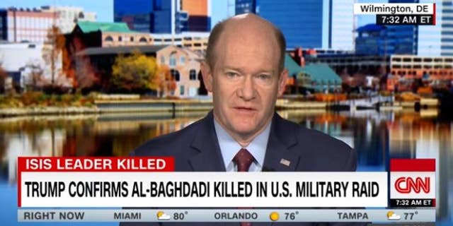 Sen. Chris Coons, D-Del., warns his party not to adopt incendiary chants against the president.