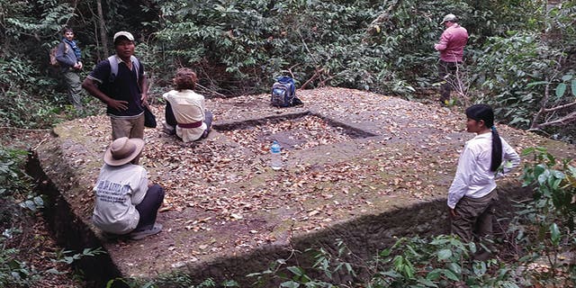 An example of a newly documented temple site in the forests of Cambodia's Phnom Kulen region.