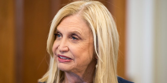 Rep. Carolyn Maloney, D-N.Y., holds a news conference on guns and suicide in the Longworth House Office Building on Monday, Oct. 21, 2019. Maloney is the chairwoman of the House Oversight Committee behind the subpoena of Trump's records. (Photo By Bill Clark/CQ-Roll Call, Inc via Getty Images)