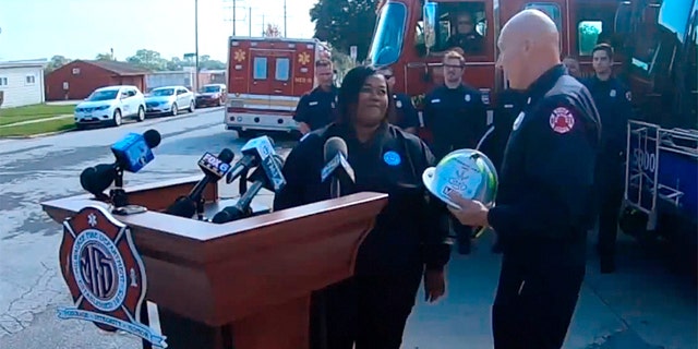 Due to Brown's heroic actions, she was named "Honorary Fire Chief" as part of Fire Prevention Week, which ends Oct. 12.