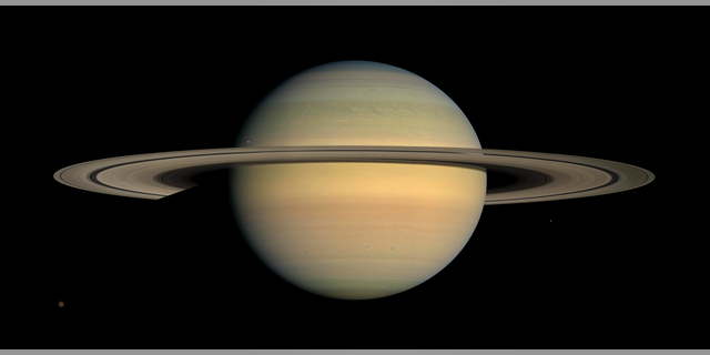 This July 23, 2008 file image made available by NASA shows the planet Saturn, as seen from the Cassini spacecraft. Twenty new moons have been found around Saturn, giving the ringed planet a total of 82, scientists said Monday, Oct. 7, 2019. (NASA/JPL/Space Science Institute via AP, File)