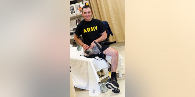 Spc. Ezra Maes undergoes physical rehabilitation at the Center for the Intrepid, Brooke Army Medical Center’s cutting-edge rehabilitation center on Joint Base San Antonio-Fort Sam Houston. (U.S. Army photo by Corey Toye)