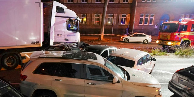 The truck drove into a line of eight cars in Limburg, Germany late Monday afternoon, pushing the vehicles into each other. Police said seven people were taken to hospitals and the driver also was slightly injured.
