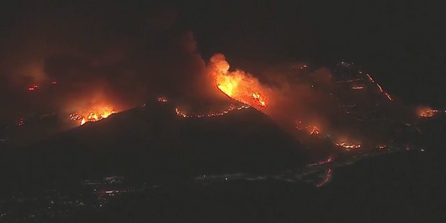 The communities of Mountain Gate and Mandeville Canyon were ordered to evacuate after the blaze erupted early Monday.