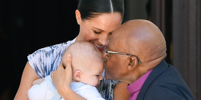 Meghan, Duchess of Sussex, and their baby son Archie Mountbatten-Windsor met Archbishop Desmond Tutu in Cape Town, South Africa. (Photo by Pool/Samir Hussein/WireImage)