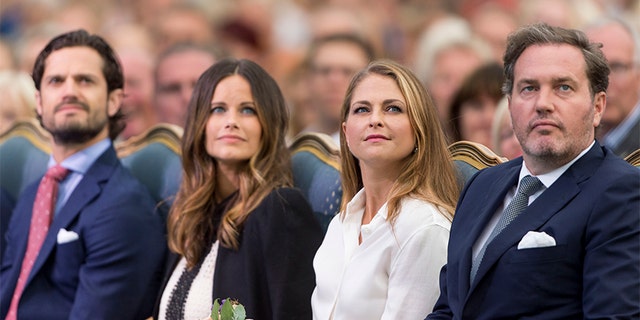 Prince Carl Philip of Sweden and Princess Sofia of Sweden with Princess Madeleine of Sweden and Christopher O'Neill attend a concert at the 39th birthday celebrations for Crown Princess Victoria on July 14, 2016, in Oland, Sweden.