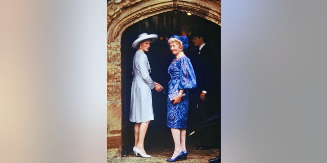 Diana, Princess of Wales with her mother Frances Shand Kydd at the wedding of her brother Vicount Spencer to fashion model Victoria Lockwood at Althorpe in September 1989. Letters written by the two are being auctioned off.
