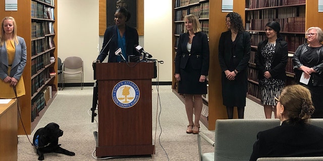 Hatty the dog is the office's first support dog who will assist children and mentally disabled victims of sexual assault and violence. (State’s Attorney Kim Foxx)