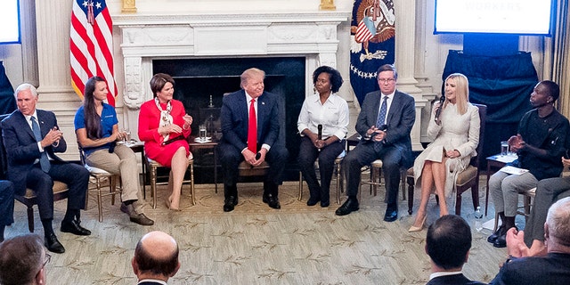 Vice President Pence, far left, and President Trump appeared at the event Brummit, far right, attended. (The White House)