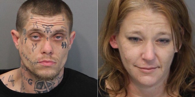 Mugshots for Jonathon Harvey, 30, and Machana Coyne, 38.