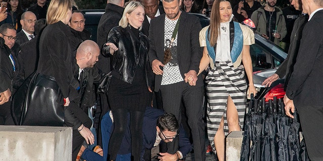 Vitalii Sediuk jumps on Justin Timberlake as he arrives to attend the Louis Vuitton Womenswear Spring/Summer 2020 show as part of Paris Fashion Week on October 01, 2019 in Paris, France. (Photo by Marc Piasecki/WireImage)