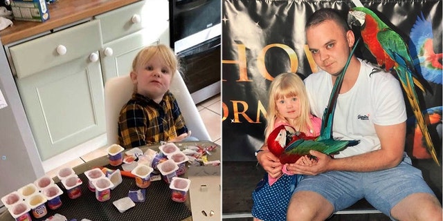 Aaron Whysall (right, with daughter Olivia) said he wasn't even angry, but rather concerned and impressed at his daughter's ability to scarf down 10 yogurts.