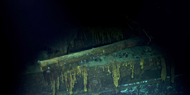A starboard side gun on the Kaga wreck. (Paul G. Allen’s Vulcan Inc.)