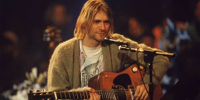 American singer and guitarist Kurt Cobain (1967-1994) performs with his group Nirvana at a taping of the television program "MTV Unplugged" in New York, Nov. 18, 1993.