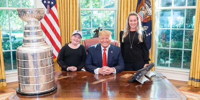 Laila Anderson celebrates the Blues' Stanley Cup win at the White House.