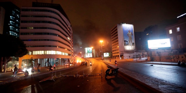 Lebanese demonstrators close roads on Thursday, again in Beirut. (Anwar Amro/AFP via Getty Images)