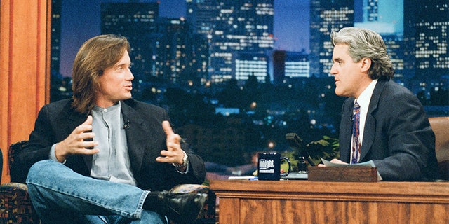 (l-r) Actor Kevin Sorbo during an interview with host Jay Leno on August 28, 1995.
