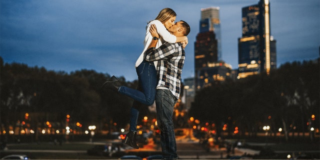 Megan Monaco, 33, and Joe Fetrow, 38, who is in the Navy, spent last weekend taking engagement photos throughout well-known sites in Philadelphia.