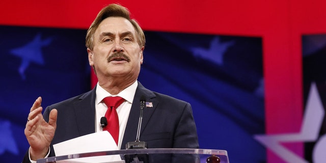 Mike Lindell, president and chief executive officer of My Pillow Inc., speaks during the Conservative Political Action Conference (CPAC) in National Harbor, Maryland, on Feb. 28, 2019.