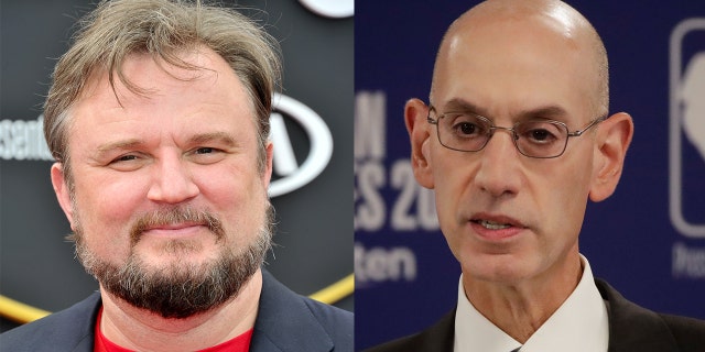 Houston Rockets general manager Daryl Morey, left, and NBA Commissioner Adam Silver. (FILE)