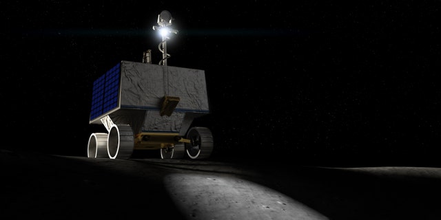 Artist's impression of NASA’s Volatiles Investigating Polar Exploration Rover, or VIPER.