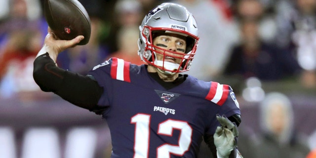 New England Patriots quarterback Tom Brady passes against the New York Giants in the first half of an NFL football game, Thursday, Oct. 10, 2019, in Foxborough, Mass. (AP Photo/Charles Krupa)