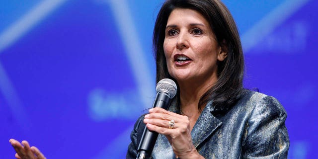 Nikki Haley, former U.S. ambassador to the United Nations (UN), speaks during the Skybridge Alternatives (SALT) conference in Las Vegas, Nevada, U.S., on Thursday, May 9, 2019. SALT brings together investors, policy experts, politicians and business leaders to network and share ideas to unlock growth opportunities in finance, economics, entrepreneurship, public policy, technology and philanthropy. Photographer: Joe Buglewicz/Bloomberg via Getty Images