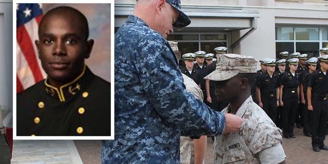 Future midshipman Nixon Keago in his Marine uniform at the Naval Academy Preparatory School on Oct. 6, 2016.