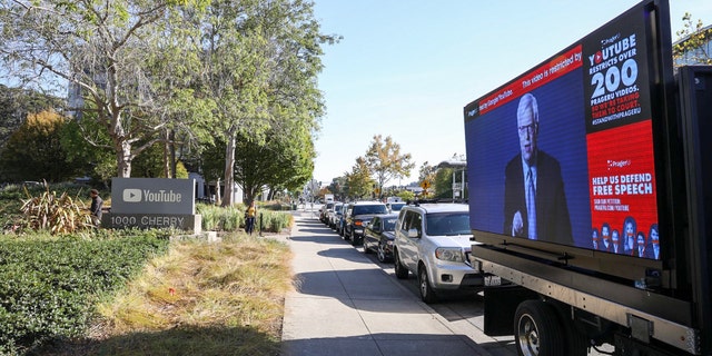 The PragerU video truck outside YouTube's headquarters.