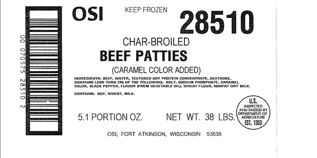 The label of the recalled product.